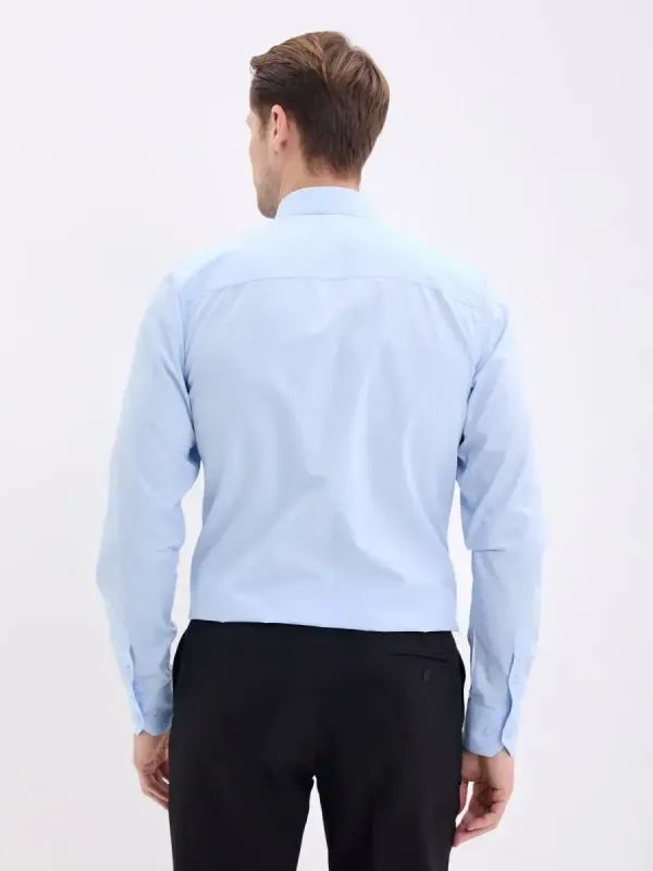 Рубашка на высокий рост LONG SLIM FIT с длинным рукавом, голубая