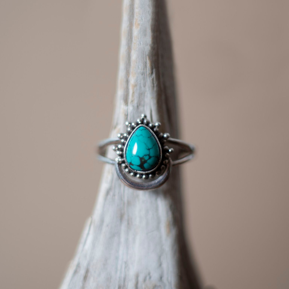 Кольцо КАПЛЯ-ЛУНА, серебро/бирюза