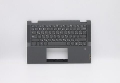Верхняя панель с клавиатурой (топкейс) для ноутбука Lenovo ideapad Flex 5-14IIL05/Flex 5-14ARE05 раскладка - русская, с подсветкой, с фингерпринтом, черный (5CB0Y85501), оригинал