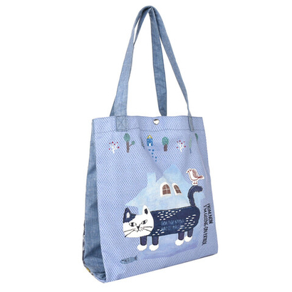 Шоппер с 3 отсеками на кнопке-магните, "MATILDAsan", светло-синий, 24-7030-2, KUSUGURU