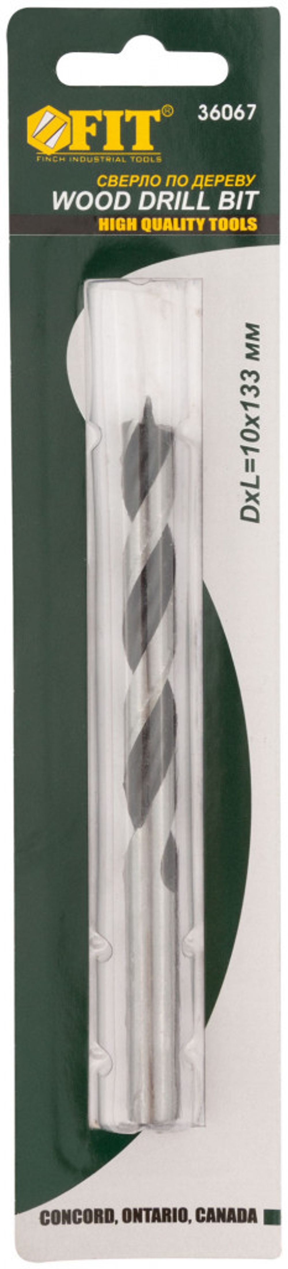 36067 Сверло по дереву, CrV Профи 10 мм FIT