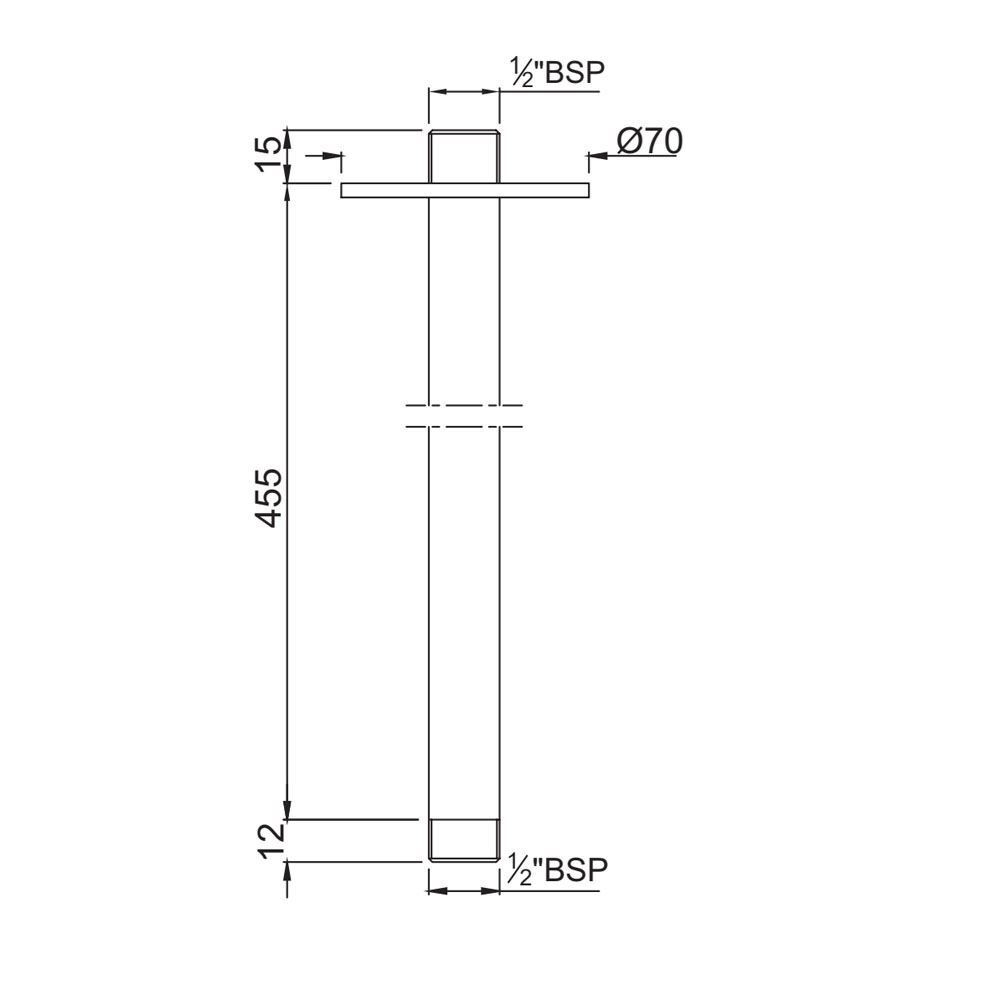 Jaquar, кронштейн для верх. душа,455 мм, Хром SHA-CHR-475L450