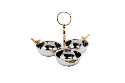 Менажница на 3 чаши 21x17см Garda Decor Birds нержавеющая сталь