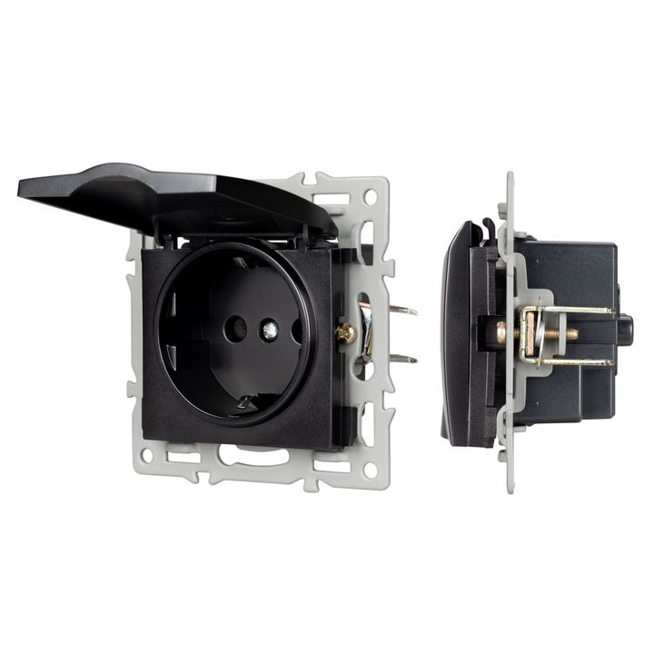 Механизм розетки влагозащищённый SCT-MCP-PL-BK (250V, 16A) Arlight 043746
