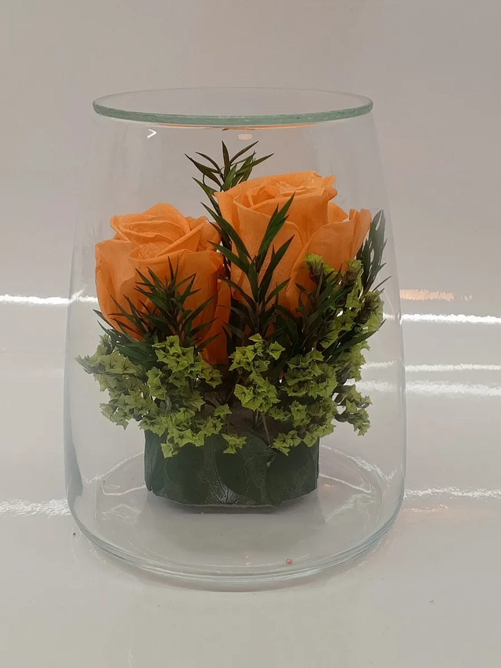 натуральные кустовые розы в стекле, вакуум*