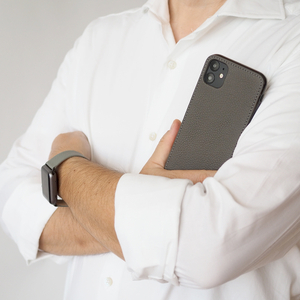 Чехол для iPhone 11 из натуральной кожи теленка, серого цвета