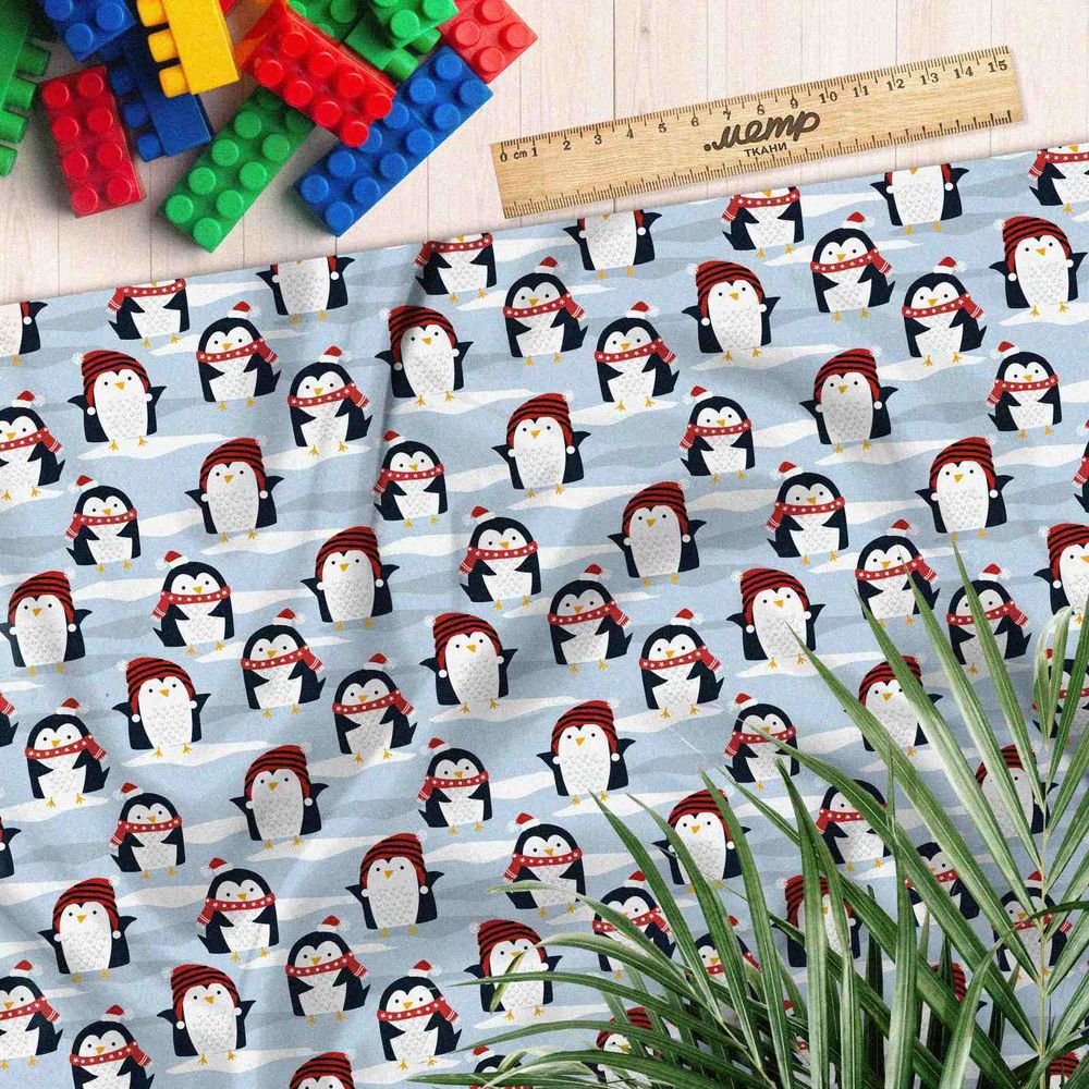 Ткань штапель маленькие пингвины