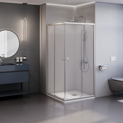 Душевой уголок квадратный, раздвижной с угла - TN-206-J (Прозрачное, 900x900)
