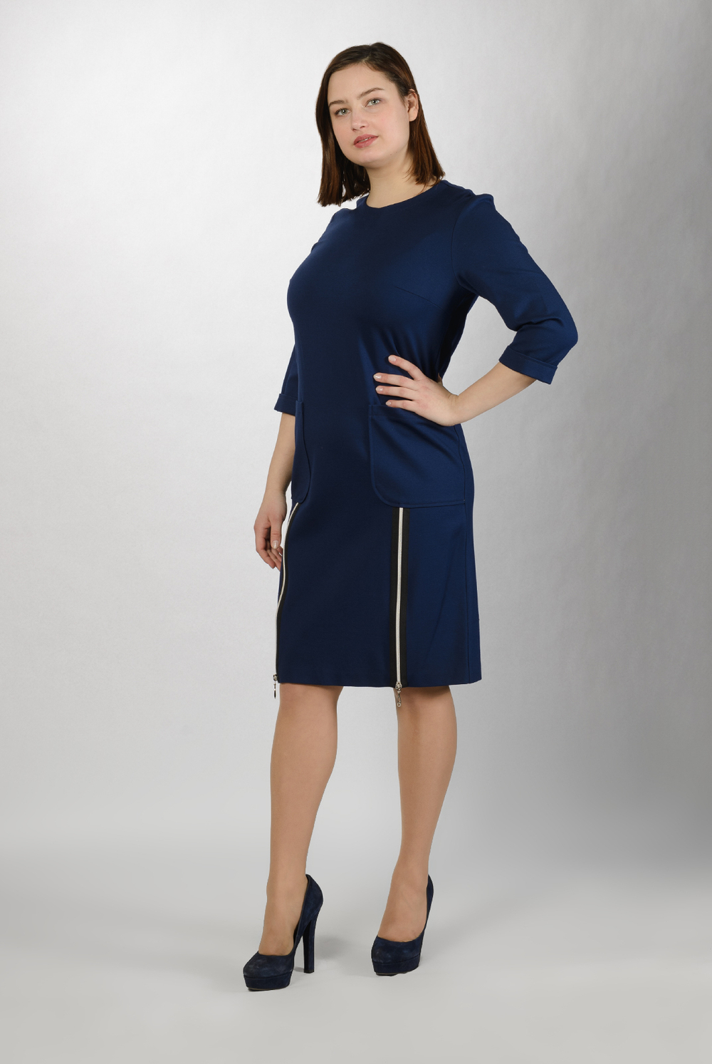 Трикотажное платье 1729АП, темно-синий #234ТСа051729АП