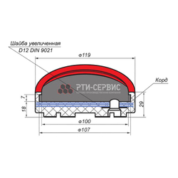Резиновая накладка (РТИ-СЕРВИС 1041К) для подъемников "EverLift", "Launch", кордированная
