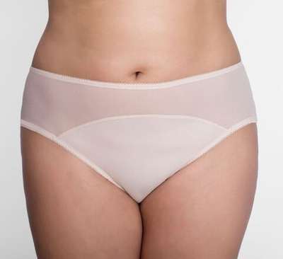 Трусики-слипы из микрофибры и полупрозрачной сетки (Размер: 6X) (Цвет: телесный)