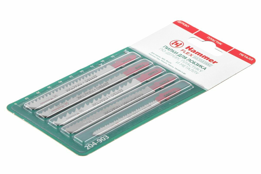 Пилка для лобзика (набор) Hammer Flex 204-903 JG WD-PL набор No3  дерево\пластик 5 видов, 5шт.