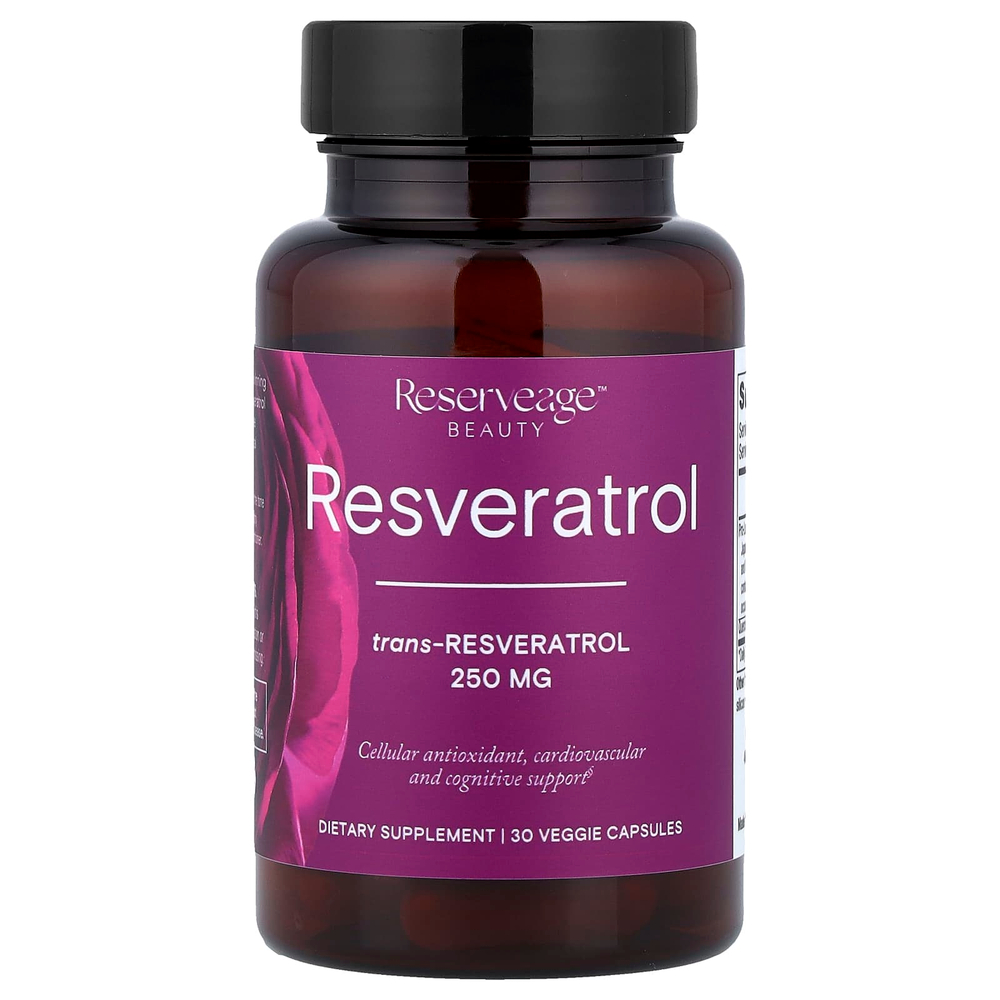 Reserveage Beauty, Ресвератрол, 30 растительных капсул