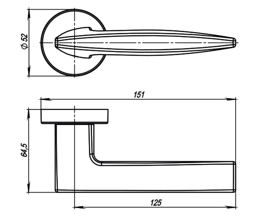 Ручка раздельная R.URB52.SQUID (SQUID URB9) CP-8 хром