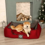 лежанка с бортиками 110х80 со съемным чехлом бордовая