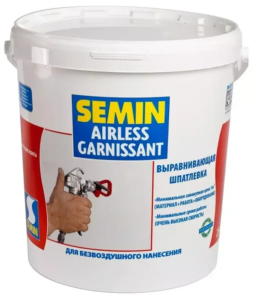 Шпатлёвка SEMIN AIRLESS GARNISSANT. 25 кг. РФ.