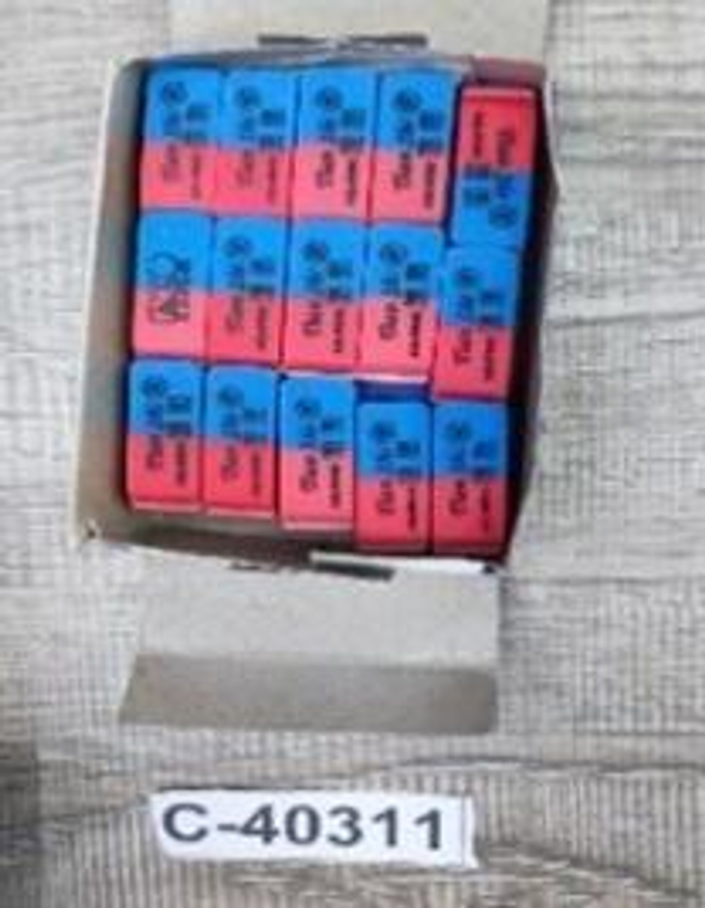 Ластик офисный красно-синий 4*1,4*0,7 см, без шк, по 60 шт. в шоубоксе, С-40311