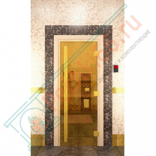 Дверь для бани и сауны Престиж золото, 2000х800 по коробке (DoorWood) в Кирове
