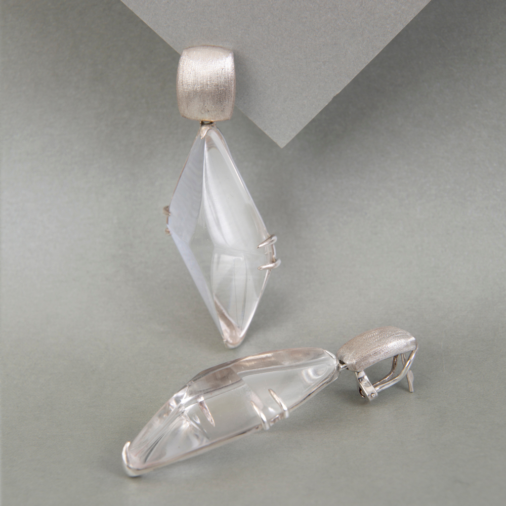 Серьги Silk с ограненным Горным Хрусталем