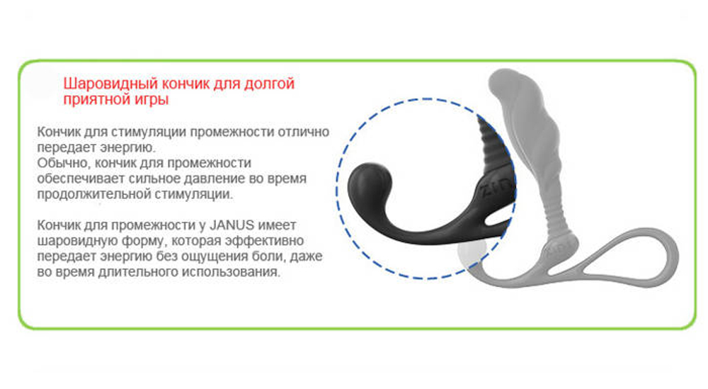 Средний черный массажер простаты ZINI JANUS ANTI-SHOCK