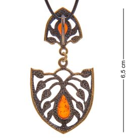 AM-3377 Подвеска «Капля Жизни» (латунь, янтарь)