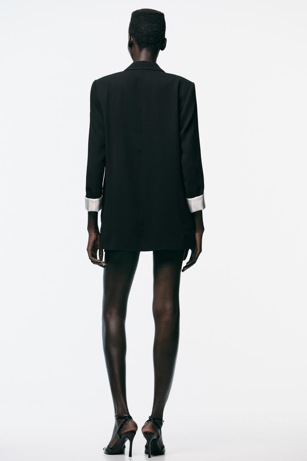 ZARA БЛЕЙЗЕР С МАНЖЕТАМИ С ПРИНТОМ, ЧЕРНЫЙ