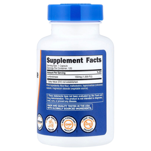 Nutricost, люмброкиназа, 150 мг, 120 капсул