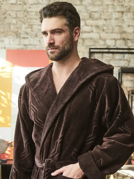 Халат мужской DOMINIC с капюшоном Коричневый "Polens"