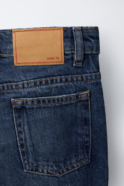 ZARA ПРЯМЫЕ ДЖИНСОВЫЕ ШОРТЫ, ТЕМНО-СИНИЙ