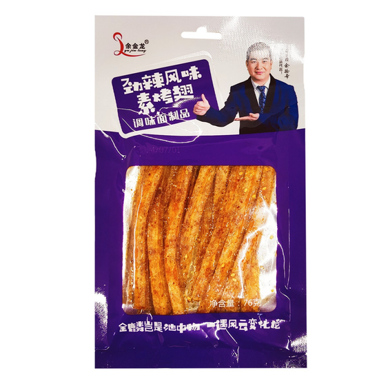 Пряная соевая закуска Lyu Jin Long со вкусом крылышек на гриле, 76гр (фиолетовая упаковка)