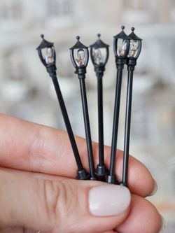 Фонари уличные миниатюрный для макетов "Классический" (63 мм; 5 штук) / мини фонари для парков и железных дорог