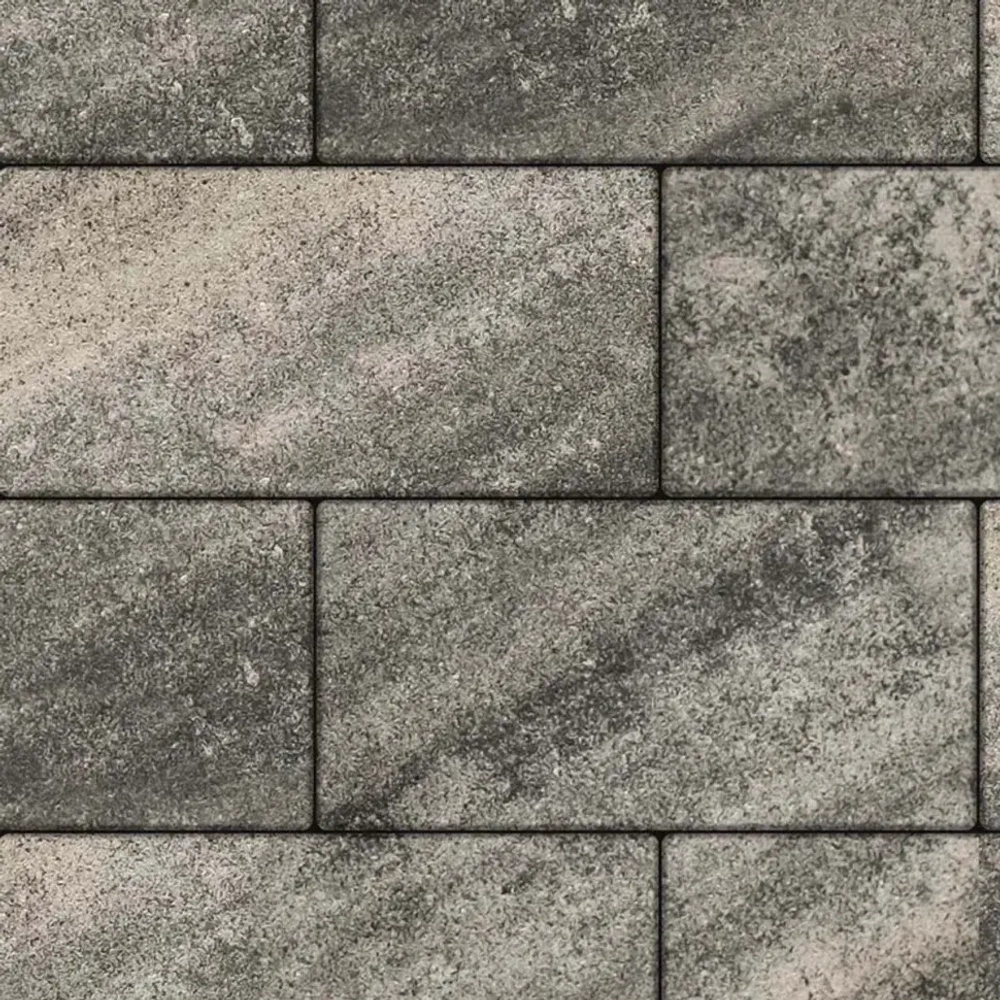 Тротуарная плитка ПРЯМОУГОЛЬНИК 600х300 мм - Листопад гранит Антрацит