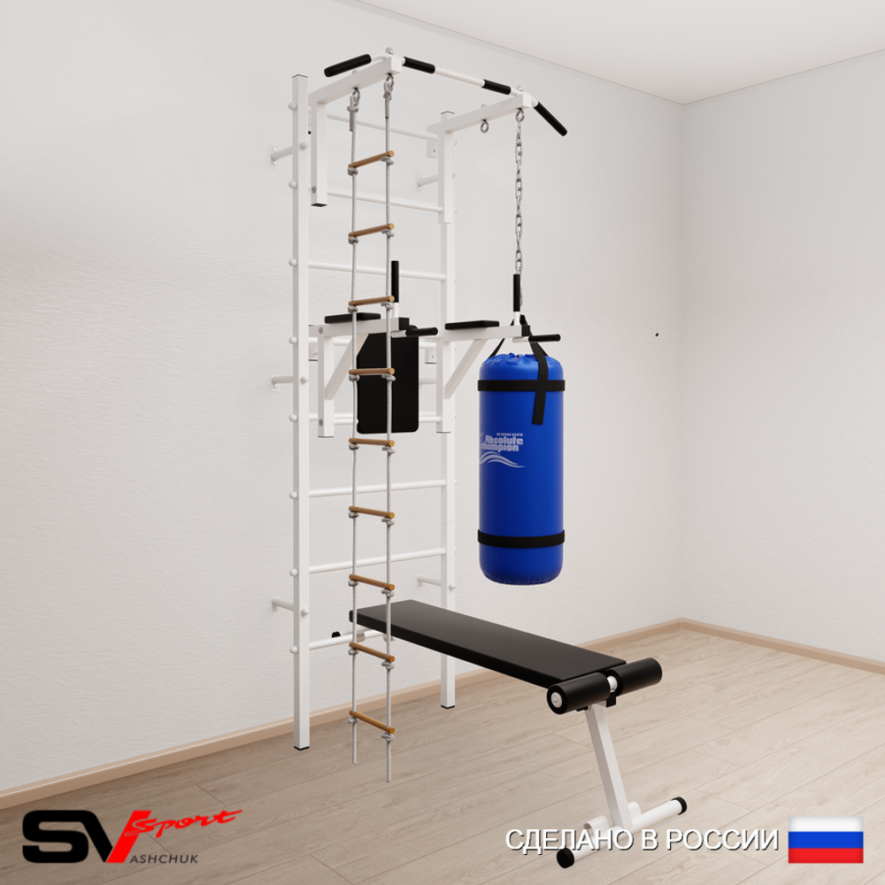 Шведская стенка Sv Sport 5821 (Турник стандарт/Брусья/Скамья/Лестница/Цепь/Мешок 15кг)