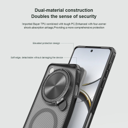 Чехол прозрачный тонированный (Transparent Black) от Nillkin с металлической крышкой и MagSafe на OPPO Find X8 Pro, серия CamShield Prop Magnetic Case