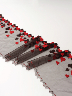 Кружево, вышивка на сетке цвет шоколад с красным неэластичная ширина 17,5 см (только одна сторона)