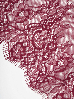 Кружево шантильи бордовое неэластичное ширина 24 см купон 2.9 м