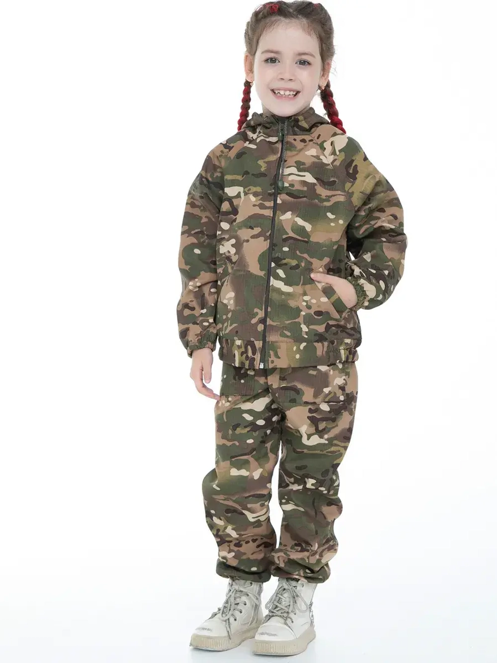 Детский Демисезонный Камуфляжный костюм на флисе FRMULTICAM