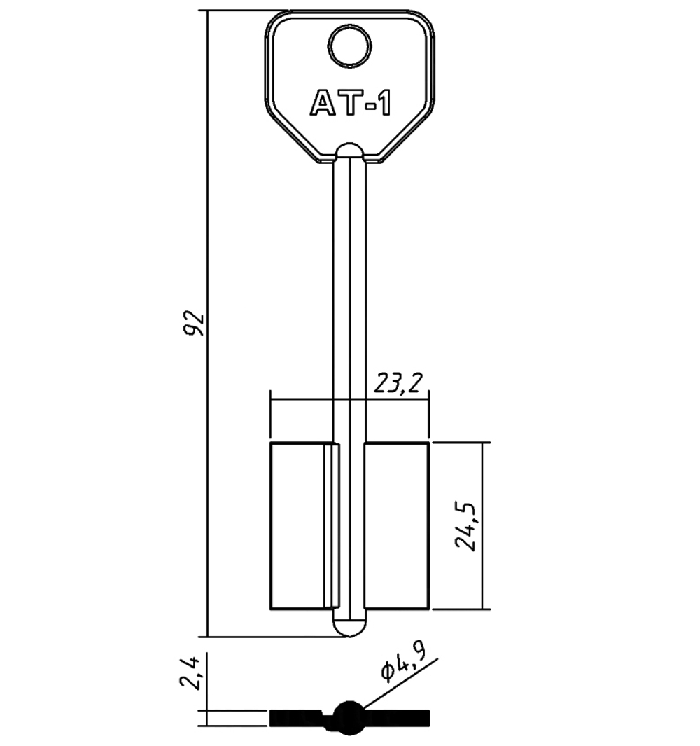 Заготовка сувальдного ключа 10694 ATR1D AT-1 ATR-2G 5AT1 2AT1