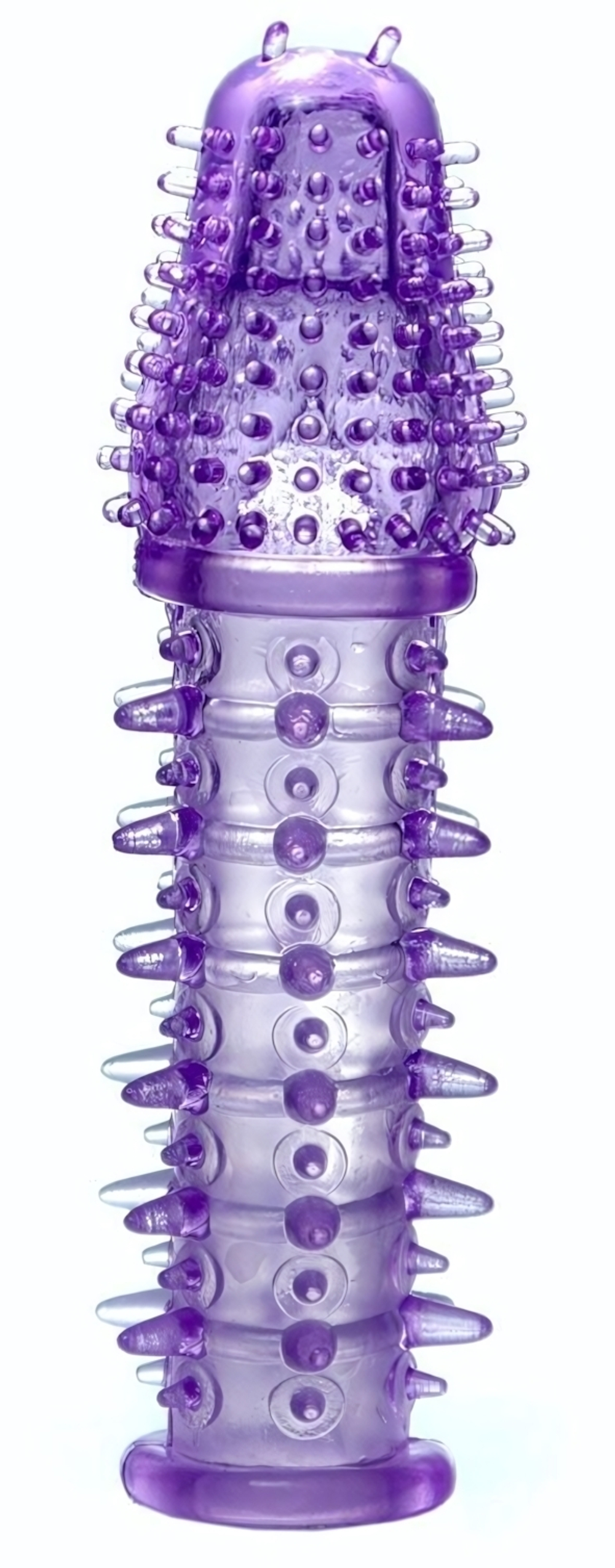 Фиолетовая закрытая насадка на пенис - 13,5 см. (Цвет: сиреневый)