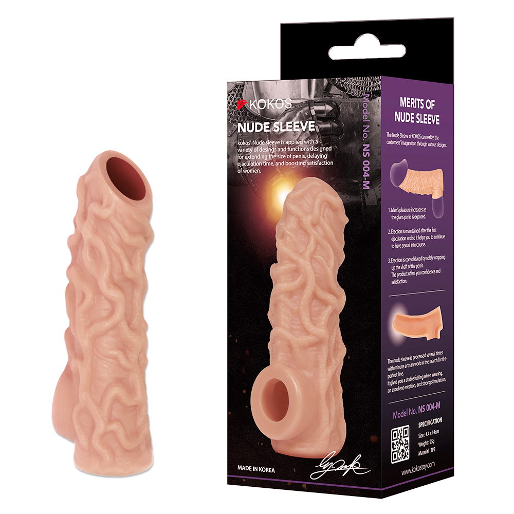 Насадка Nude Sleeve с венами телесная TPE KOKOS NS-004-M