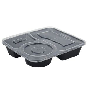 Контейнер  Food Pack прямоугольный с крышкой 3х-секционный черный 21.5*19*4.4 60 шт/уп 120 шт/кор