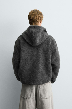 ZARA КУРТКА-РУБАШКА С КАПЮШОНОМ, СЕРЫЙ