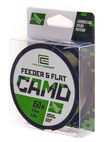 Леска монофильная Feeder Concept FEEDER &amp; FLAT Camo 150 м, 0,25 мм