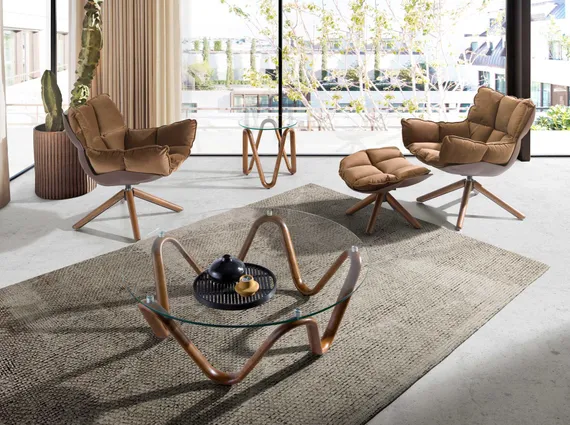 Журнальный столик 2124/CT20048 из стекла и ореха