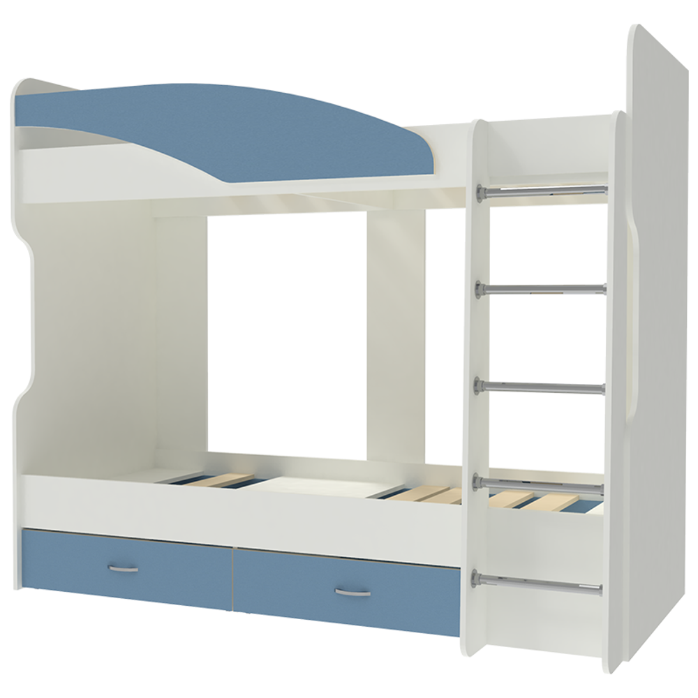 Двухъярусная кровать КарИВи Мийа 2 Белый  Светло-синий, голубой