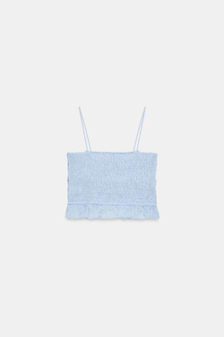 ZARA ТОП В ПОЛОСКУ С ЖАТКОЙ, СИНИЙ/БЕЛЫЙ