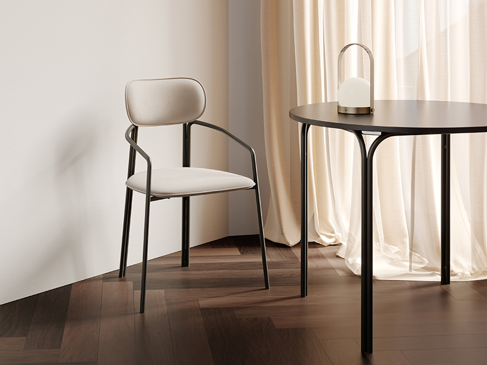 Стул LATITUDE Ror, Round, велюр, черный/бежевый