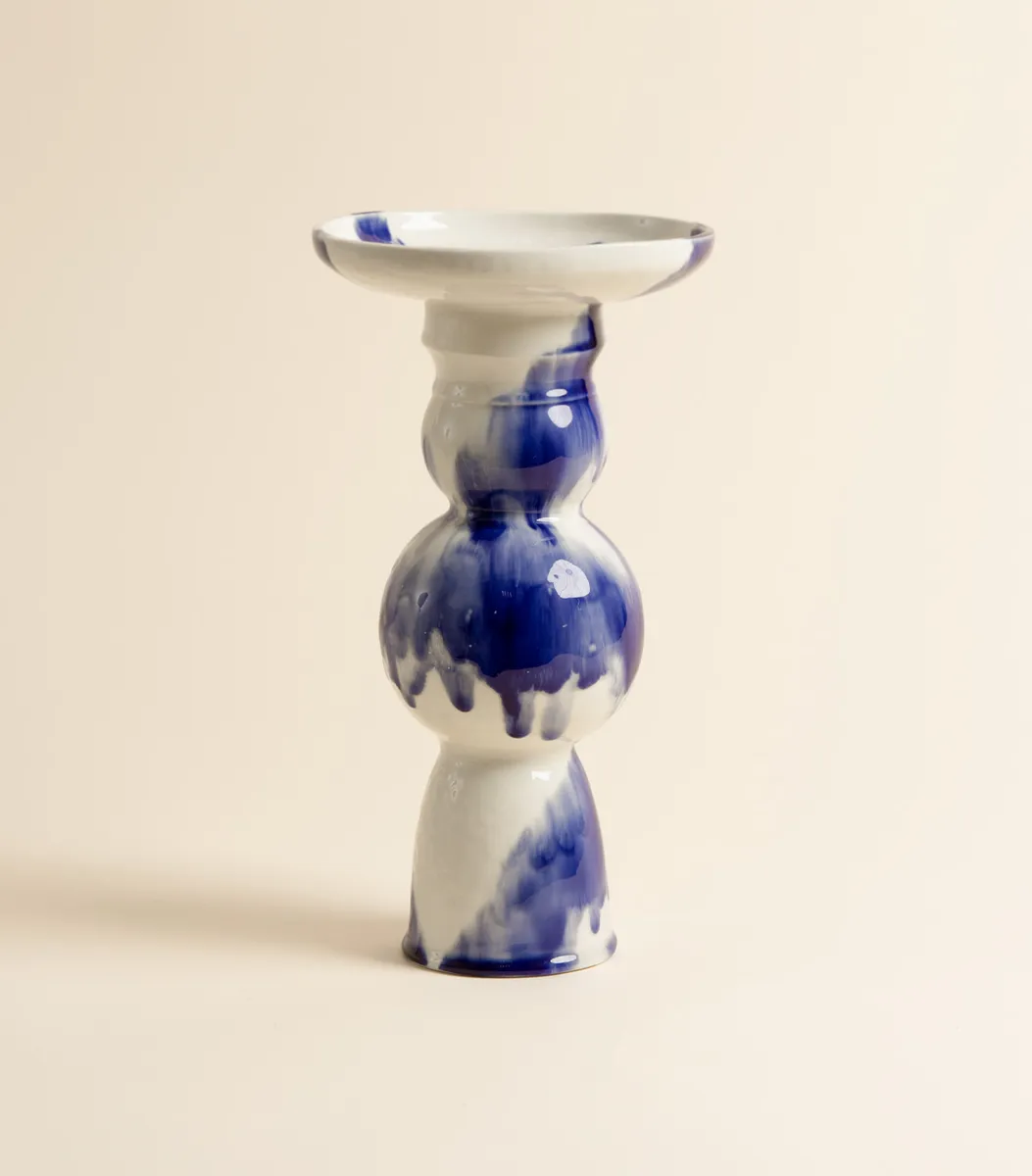 Подсвечник – Мемфис 3/3 синебелый | ceramum