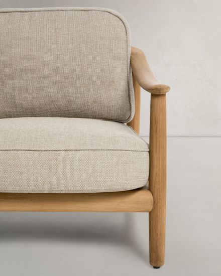 Уличный 2-х местный диван Elunda из тикового дерева и бежевой веревки