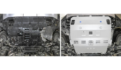 Защита картера и КПП Rival (увеличенная) для Geely Atlas (V - 1.8Т; 2.0; 2.4) 2018-н.в., штампованная, алюминий 2 мм, с крепежом, 333.1921.1
